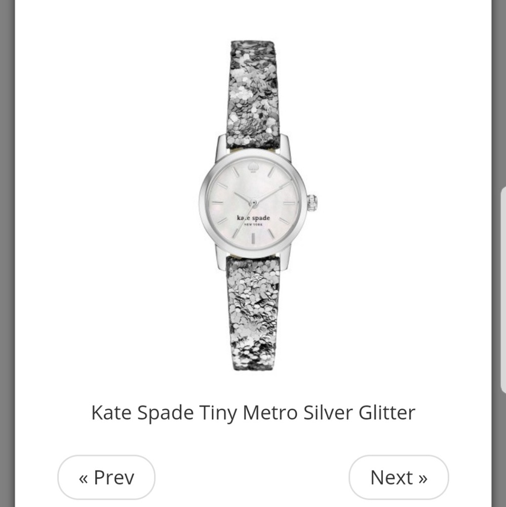 NEW Kate Spade Tiny Metro Silver Glitter Watch